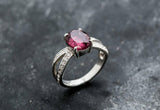 1.6ct Engagement Ring Oval Cut Pink Ruby Split Shank 14k White Gold Finish