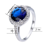 2.4ct Round Cut Blue Sapphire Engagement Ring 14k White Gold Over Halo Solitaire