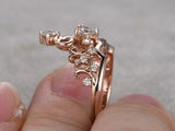 1.5ct Heart Cut Diamond Engagement Ring Princess Crown Style 14k Rose Gold Over