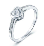 1.6ct Heart Cut Diamond Accented Bezel Set Engagement Ring 14k White Gold Finish