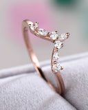 1.5Ct Marquise Round Cut Diamond Crown Shape Wedding Band 14K Rose Gold Finish