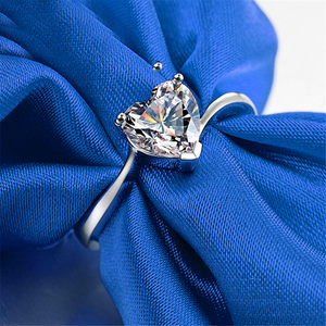 0.4ct Heart Cut Diamond Engagement Ring 14k White Gold Finish Solitaire Promise