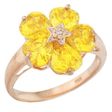 5ct Engagement Ring Heart Cut Yellow Citrine Floral Women 14k Rose Gold Finish