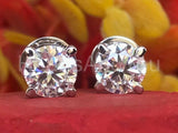 2ct Round Brilliant Cut Moissanite Solitaire Stud Earrings 14k White Gold Plated