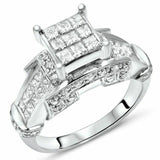 3.5Ct Princess Cut Diamond Unique Royal Engagement Ring 14K White Gold Finish