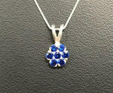 1.6ct Blue Sapphire Pendant Round Cut Cluster 14k White Gold Finish NO CHAIN