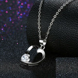 0.5ct Round Cut Diamond Pendant with Chain Heart Shape 14k White Gold Finish