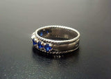 1.4ct Round Cut Blue Sapphire Braided Vintage Inspired Band 14k White Gold Over