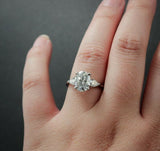 Pear Accents Trilogy Engagement Ring 2ct Oval Cut Diamond 14k White Gold Finish