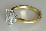 2.5ct Radiant Cut Diamond Trilogy Ring 14k Yellow Gold Finish Trapezoid Accents