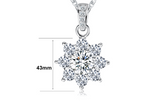 3ct Round Cut Diamond Pendant with Chain Crystal Snowflake 14k White Gold Finish