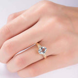 2.2ct Oval Cut Blue Aquamarine Solitaire Ring 14k Yellow Gold Over Round Accents