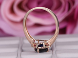 2ct Cushion Cut Blue Sapphire Vintage Halo Engagement Ring 14k Rose Gold Finish