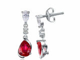 1.75ct Dangle Earrings Pear Cut Pink Ruby Tear Drop Women 14k White Gold Finish