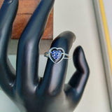 1ct Round Cut Blue Sapphire Heart Split Shank Engagement Ring 14k WhiteGold Over