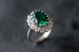 2.55ct Engagement Ring Oval Cut Green Emerald Cocktail 14k White Gold Finish