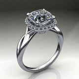 Halo Split Band Engagement Ring 2.4ct Round Cut Diamond 14k White Gold Finish