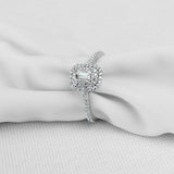 2ct Baguette Cut VVS1D Diamond Engagement Ring Double Halo 14k White Gold Finish