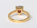 1ct Engagement Ring Heart Cut Red Garnet Solitaire Design 14k Yellow Gold Finish