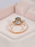 1.3ct Oval Cut Blue Aquamarine Diamond Trilogy Engagement Ring 14k RoseGold Over