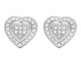 1.4ct Round Cut VVS1D Diamond Double Heart Stud Earrings 14k White Gold Finish