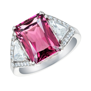 5Ct Emerald Cut Pink Sapphire Gatsby Cocktail Solitaire Ring 14K White Gold Over