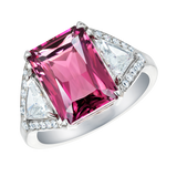 5Ct Emerald Cut Pink Sapphire Gatsby Cocktail Solitaire Ring 14K White Gold Over