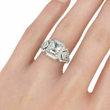 4Ct Radiant Cut Diamond Halo Accent Art Deco Engagement Ring 14K White Gold Over