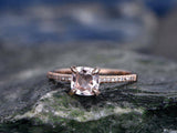 1.3Ct Cushion Cut Peach Morganite Minimalist Engagement Ring 14K Rose Gold Over