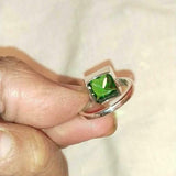 1.2ct Princess Cut Green Peridot Solitaire Engagement Ring 14k White Gold Finish