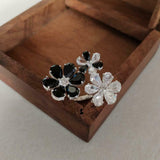 4ct Engagement Ring Pear Cut Black Diamond Flower Cocktail 14k White Gold Finish