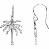 1ct Round Cut VVS1 D Diamond Palm Tree Drop Earrings Women 14k White Gold Finish