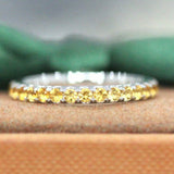 1.5Ct Round Cut Yellow Sapphire Full Eternity Wedding Band 14K White Gold Finish