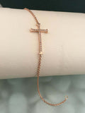 1.2ct Round Cut VVS1/D Diamond Cross Chain Design Bracelet 14k Rose Gold Finish