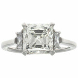 2.1ct Asscher Cut Diamond Engagement Ring Trilogy Unique 14k White Gold Finish