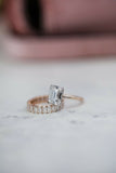 4ct Emerald Diamond Hidden Halo Ring Eternity Band Bridal Set 14k Rose Gold Over