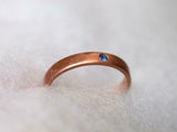 0.1ct Wedding Band Round Cut Blue Sapphire Anniversary 14k Rose Gold Finish