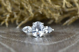 3ct Oval Cut Diamond Engagement Ring 14k White Gold Finish Three Stone Solitaire