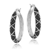 4ct Round Cut Black Diamond Hinge Back Trendy Hoop Earrings 14k White Gold Over