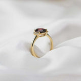 2.2ct Oval Cut Red Garnet Engagement Ring Petite Solitaire 14k YellowGold Finish