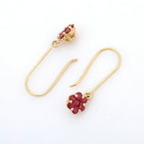 2ct Drop Earrings Round Cut Pink Ruby Floral 14k Yellow Gold Finish