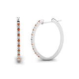 0.5ct Round Cut Orange Diamond Inside Out Hoop Earring 14k White Gold Finish New