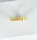 4ct Cushion Cut Diamond Wedding Ring Band Full Eternity 14k Yellow Gold Finish