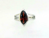 1.5ct Engagement Ring Marquise Cut Red Garnet Split Shank 14k White Gold Finish