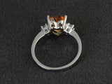 1.4ct Engagement Ring Heart Cut Yellow Citrine Three Stone 14k White Gold Finish