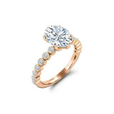 Solitaire with Round Accents Ring 2.25ct Oval Cut Diamond 14k Yellow Gold Finish