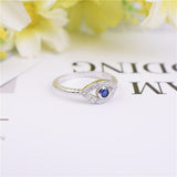 1ct Round Cut Blue Sapphire Engagement Ring 14k White Gold Finish Hollow Rope