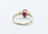 1.3ct Engagement Ring Pear Cut Pink Ruby Three Stone 14k Yellow Gold Finish