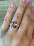 1.2ct Emerald Cut Peach Morganite Solitaire Engagement Ring 14k Rose Gold Finish