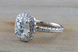 2.2ct Oval Cut VVS1 Diamond Engagement Ring 14k White Gold Finish Halo Solitaire